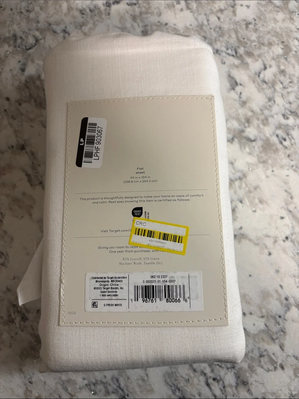 Casaluna Queen Size Linen Blend Flat Sheet - White ( Fresh White )